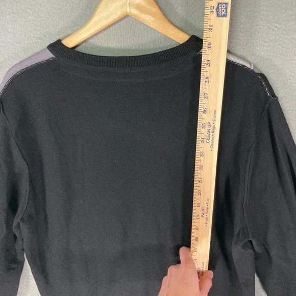 Public Opinion Men's‎ Argyle V-Neck Sweater XL Black Gray White 100% Merino Wool - Picture 4 of 10